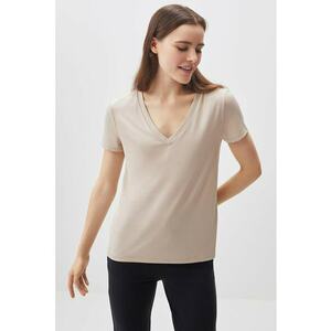 Tricou din amestec de modal cu decolteu in V imagine