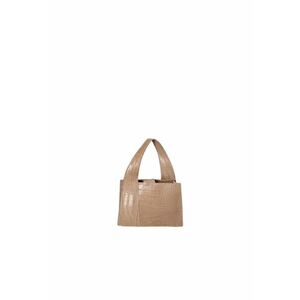 Geanta de piele cu maner si model piele de reptila - Maro taupe imagine