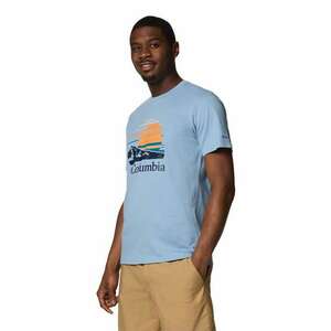 Tricou de bumbac organic cu imprimeu grafic si logo Path Lake imagine