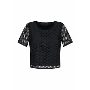 Bluza cu dantela suprapusa - Negru imagine