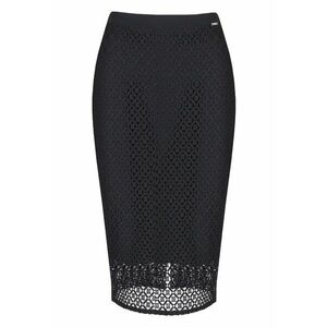 Fusta-creion cu strat exterior din dantela Guipure - Negru imagine