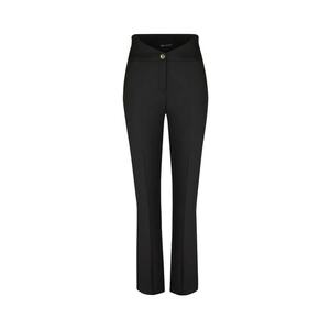 Pantaloni drepti cu talie inalta si pliu frontal - Negru imagine