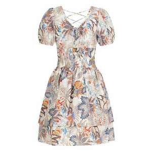 Rochie cu imprimeu floral si maneci bufante - Multicolor imagine