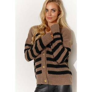 Cardigan tricotat gros cu model in dungi - imagine