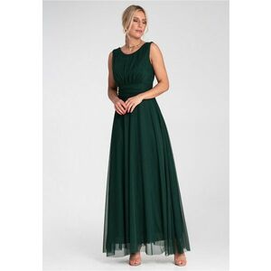 Rochie de seara maxi - fara maneci - plasa - verde - imagine