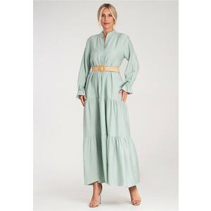 Rochie lunga casual cu volane - menta - fabricata din material usor - imagine