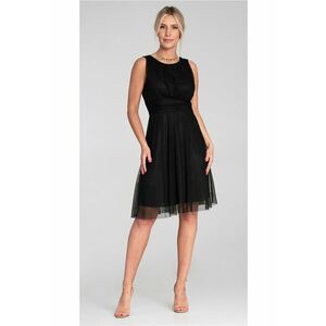 Rochie eleganta - decolteu la spate - din plasa - neagra - imagine