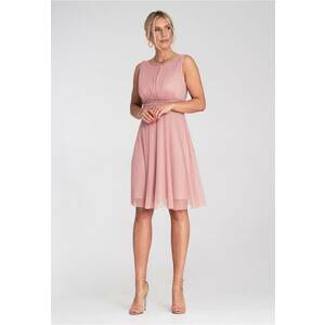 Rochie eleganta - decolteu la spate - din plasa - roz - imagine
