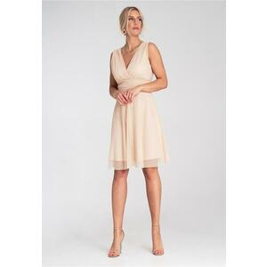 Rochie de cocktail eleganta - din plasa - bej - imagine