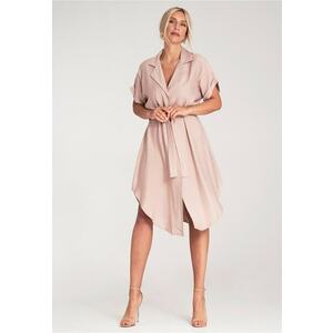 Rochie camasa - eleganta - roz - fabricatie de calitate - imagine
