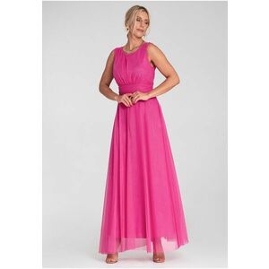 Rochie de seara maxi - fara maneci - plasa - fuchsia - imagine