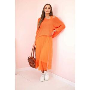 Set de rochie plisata si pulover - imagine