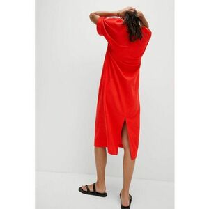 Rochie midi din amestec de in cu decolteu in V imagine