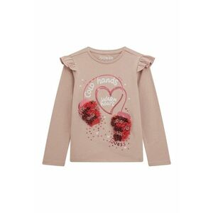 Bluza cu imprimeu grafic si detalii brodate - Roz prafuit - imagine
