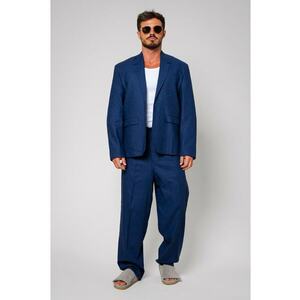 Costum din IN oversized sacou si pantalon lung Navy 13436 imagine