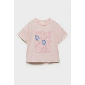 Tricou cu imprimeu text si floral pe partea din fata imagine