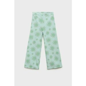 Pantaloni cu talie medie si design tropical imagine