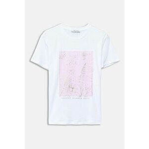 Tricou cu decolteu la baza gatului si imprimeu grafic imagine