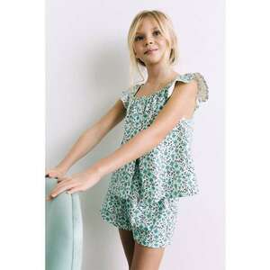 Pijama din bumbac cu model floral imagine