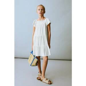 Rochie midi evazata din amestec de in imagine