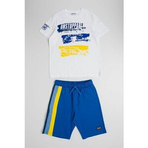 Set de tricou si pantaloni scurti cu imprimeu text imagine