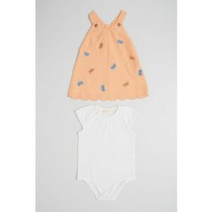 Set de rochie din bumbac si body - 2 piese imagine