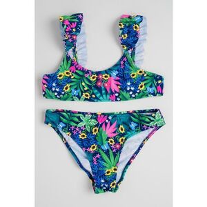 Costum de baie din doua piese cu model tropical imagine