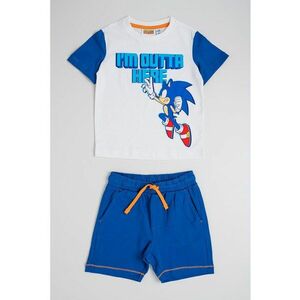Set de tricou cu imprimeu si pantaloni scurti cu talie ajustabila - 2 piese imagine