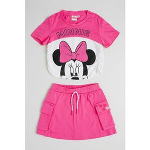 Set de tricou cu imprimeu Minnie Mouse si fusta scurta - 2 piese imagine