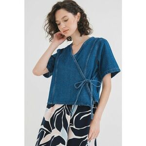 Bluza de denim cu model petrecut Fibbo imagine