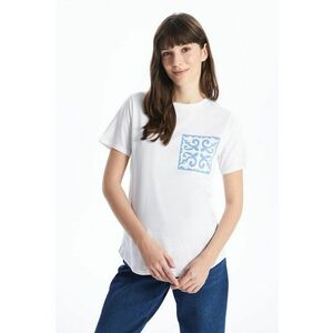 Tricou din bumbac cu decolteu la baza gatului imagine