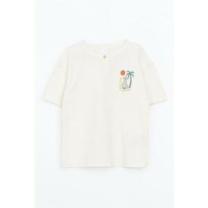Tricou din bumbac cu decolteu la baza gatului imagine
