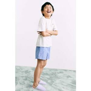 Pijama cu pantaloni scurti din bumbac cu model in dungi imagine
