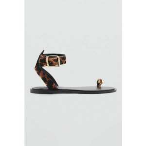 Sandale din piele cu model animal print si catarama imagine