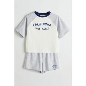 Pijama scurta cu model in doua tonuri si maneci raglan imagine