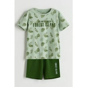Pijama scurta din bumbac cu imprimeu grafic si text imagine