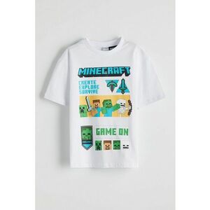 Tricou din bumbac cu decolteu la baza gatului Minecraft imagine