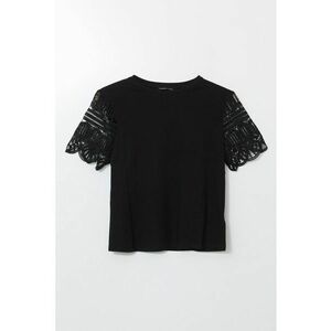 Tricou cu maneci cu aspect cu perforatii imagine