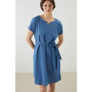 Rochie mini din denim cu cordon in talie imagine