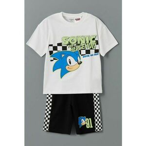 Set de tricou si pantaloni scurti cu imprimeu cu Sonic - 2 piese imagine
