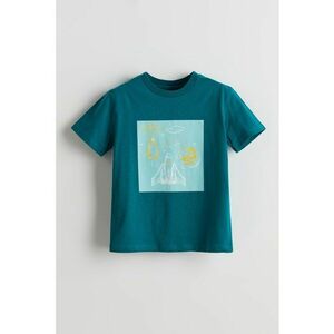 Tricou cu decolteu la baza gatului si imprimeu grafic imagine