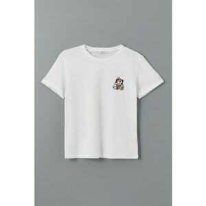 Tricou de bumbac cu imprimeu pe spate si decolteu la baza gatului imagine