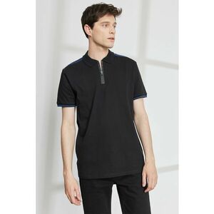Tricou polo din amestec de bumbac cu fenta cu fermoar imagine