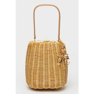Geanta de rattan cu maner si bareta de piele imagine