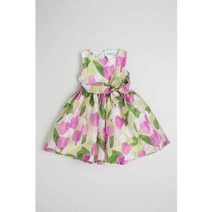 Rochie din amestec de in cu model floral si cordon in talie imagine