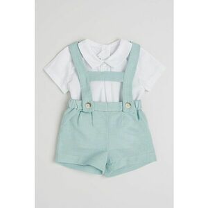 Set de salopeta si tricou polo cu model uni - 2 piese imagine