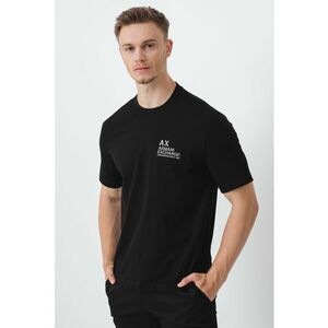 Tricou din bumbac cu logo pe piept si decolteu la baza gatului imagine