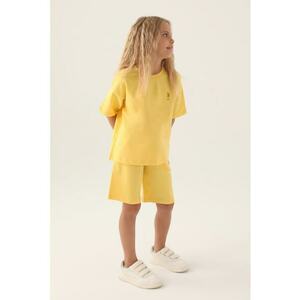 Set de tricou cu logo brodat si pantaloni scurti - 2 piese imagine