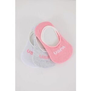 Set de sosete foarte scurte din amestec de bumbac - 3 piese - Roz pastel - Gri deschis melange imagine