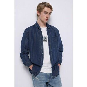 Camasa din material chambray cu guler clasic imagine